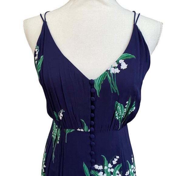 Urban Outfitters Lady Lava Floral Midi Dress Blue Strappy High-Low Size 6 - Picture 5 of 16